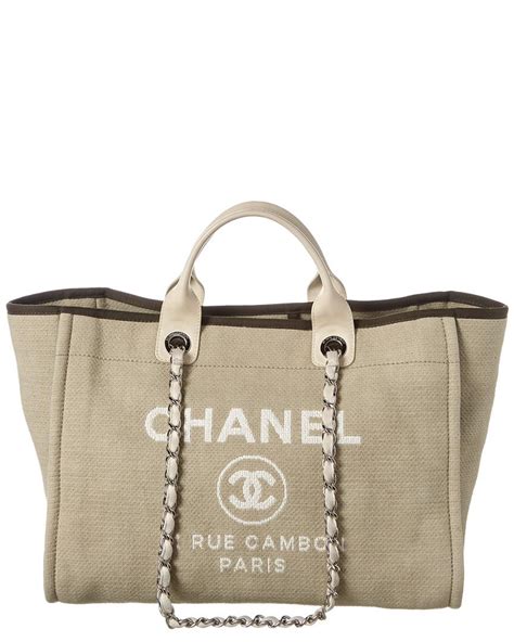 chanel beige denim canvas xl deauville tote|Chanel canvas tote 2021.